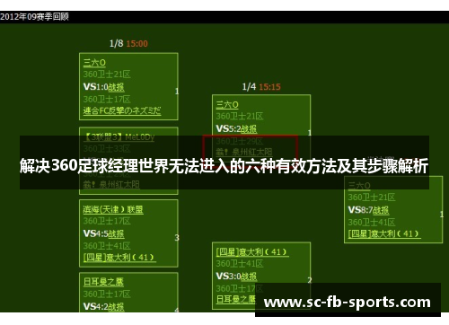 解决360足球经理世界无法进入的六种有效方法及其步骤解析